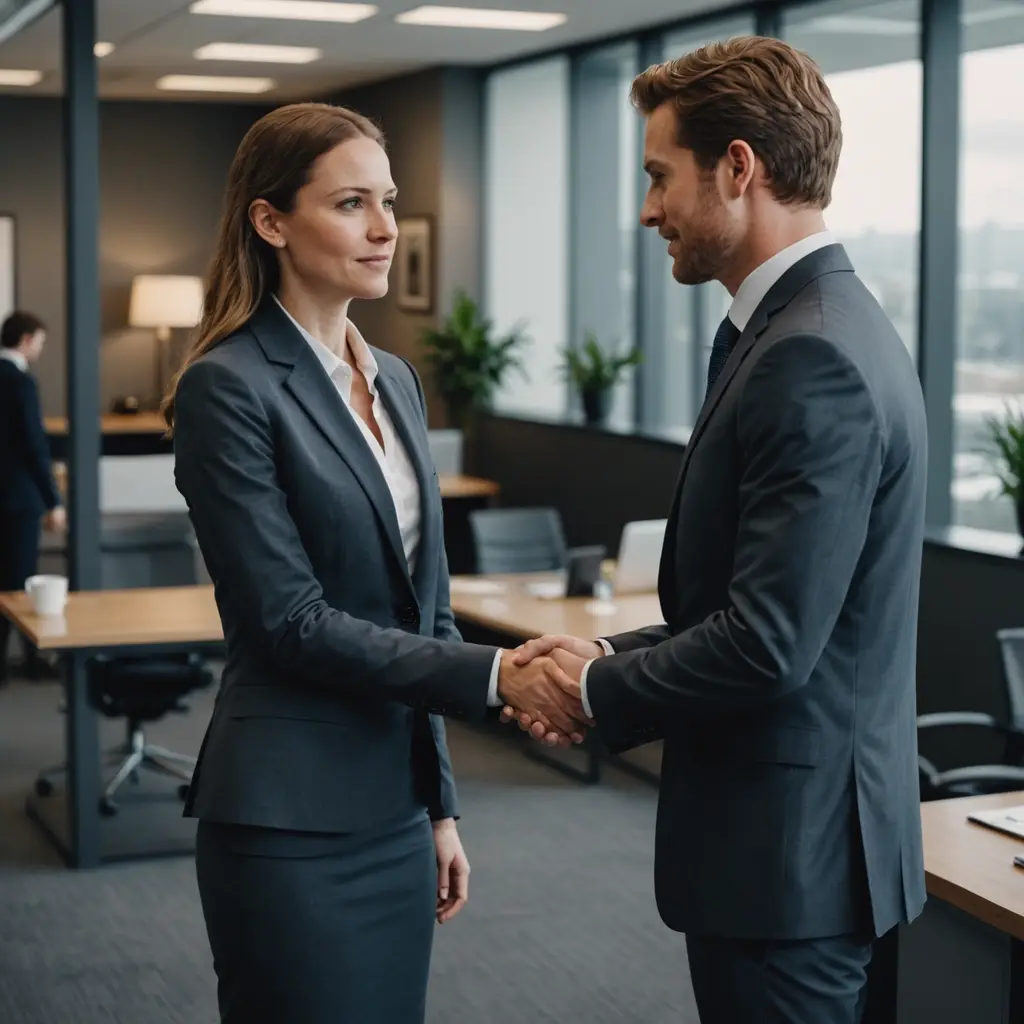 Two business people shaking hands